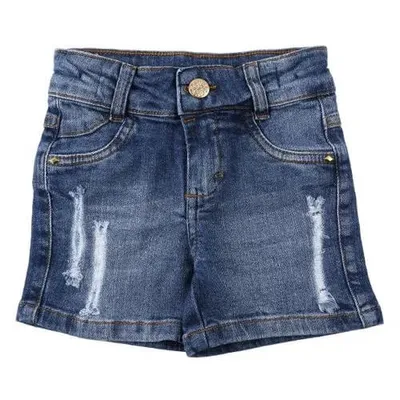 Shorts Jeans Infantil Color Girl Lavagem Used Com Puídos Shorts Jeans Infantil Color Girl Lavagem Used Com Puídos