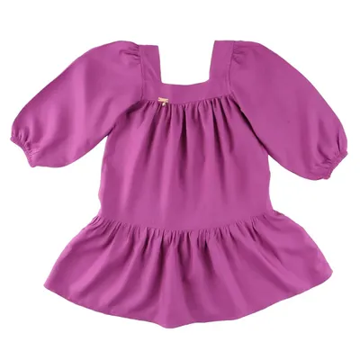 Vestido Infantil Color Girl Com Punho E Babado Vestido Infantil Color Girl Com Punho E Babado