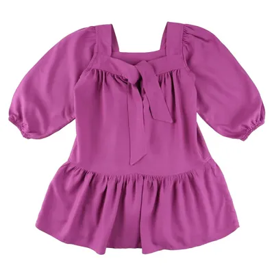 Vestido Infantil Color Girl Com Punho E Babado Vestido Infantil Color Girl Com Punho E Babado