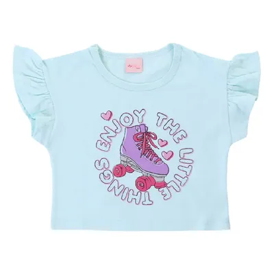 Blusa Infantil Color Mini Estampa Patins Com Babados