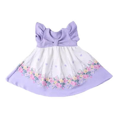 Vestido Bebê Din Don Creponado Estampado Vestido Bebê Din Don Creponado Estampado