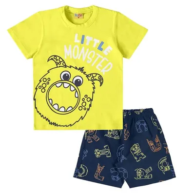 Pijama Curto Infantil Rollu Estampa Little Monster Pijama Curto Infantil Rollu Estampa Little Monster