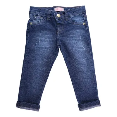 Calça Jeans Infantil Color Mini Used Com Barra Virada