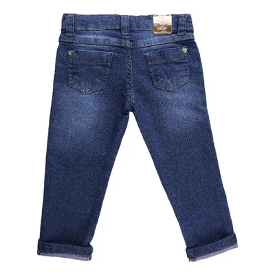 Calça Jeans Infantil Color Mini Used Com Barra Virada