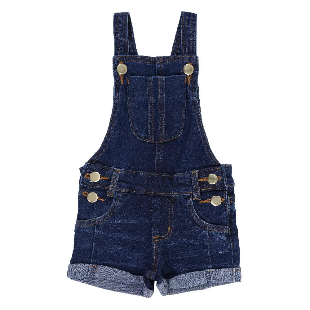 Jardineira Jeans Infantil Color Mini Com Barra Virada