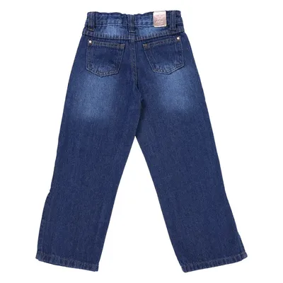 Calça Wide Leg Jeans Infantil Color Girl Used Com Rasgos