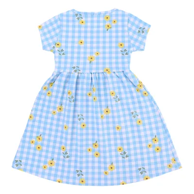 Vestido Infantil F. Giore Estampa Xadrez E Girassol