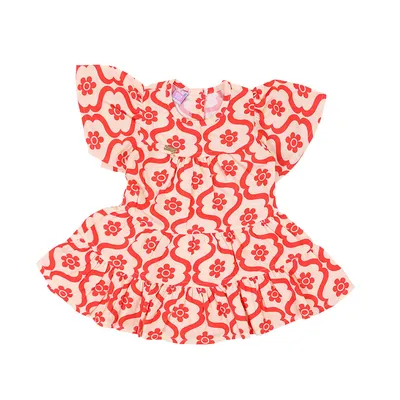 Vestido Bebê Din Don Com Estampa De Flores Vestido Bebê Din Don Com Estampa De Flores