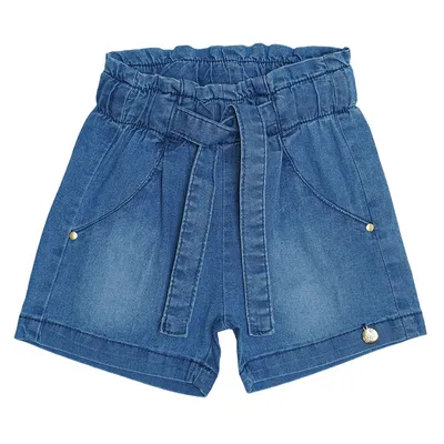 Shorts Jeans Bebê Clube Do Doce Clochard Com Amarração