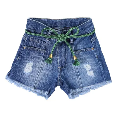 Shorts Jeans Infantil Oznes Com Barra Virada E Cinto Shorts Jeans Infantil Oznes Com Barra Virada E Cinto