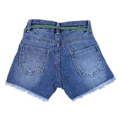 Shorts Jeans Infantil Oznes Com Barra Virada E Cinto Shorts Jeans Infantil Oznes Com Barra Virada E Cinto