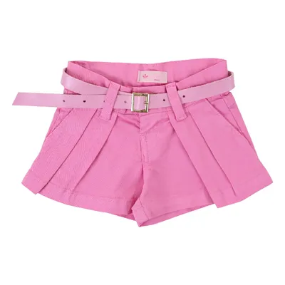 Shorts Infantil Color Mini Em Sarja Com Cinto Shorts Infantil Color Mini Em Sarja Com Cinto