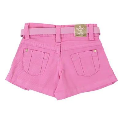 Shorts Infantil Color Mini Em Sarja Com Cinto Shorts Infantil Color Mini Em Sarja Com Cinto