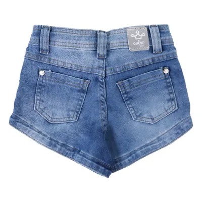 Shorts Jeans Infantil Color Girl Com Cadarço E Bolso Falso Shorts Jeans Infantil Color Girl Com Cadarço E Bolso Falso