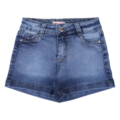 Shorts Jeans Infantil Color Girl Com Lavagem Used Shorts Jeans Infantil Color Girl Com Lavagem Used