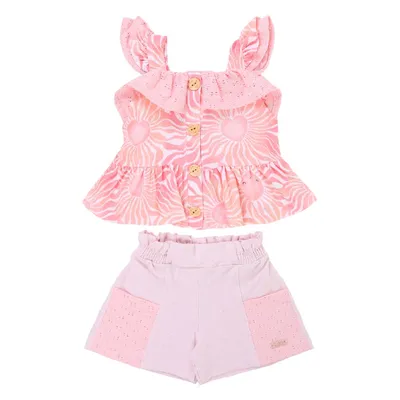 Conjunto Infantil Kiki Estampa Sol Com Babado