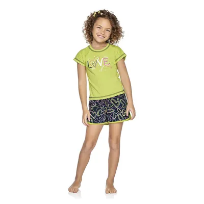 Pijama Curto Infantil Elian Estampa Love Corações